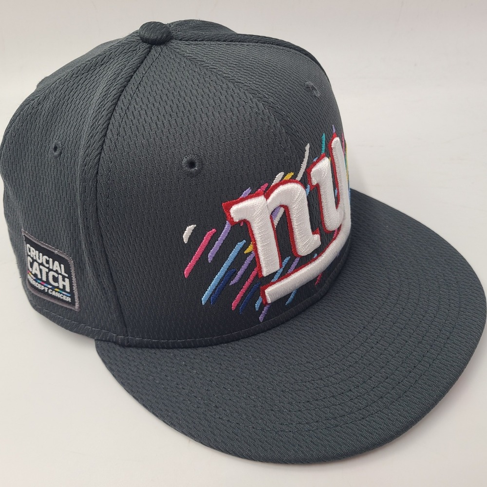 New York Giants Hat Fitted 7 1/8 New Era 59Fifty Gray NFL Crucial Catch Logo Men